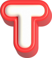 Letter T, 3d rendering uppercase alphabet png