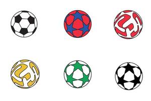 Set of hand drawn soccer balls. Cute collection of soccer ball mascot characters. illustration vector