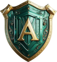 the logo for the game, a shield with the letter a png