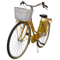 3d render retro yellow bicycle with transparent background png