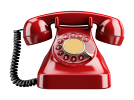 Red Rotary Phone Isolated on Transparent Background png