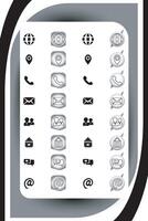 Contact related icon set, Essential Flat Stroke Circular Web Icon Set Phone Contact Location Button, Web icon, contact us icon, address, location, email, phone, Contact information symbols collection vector