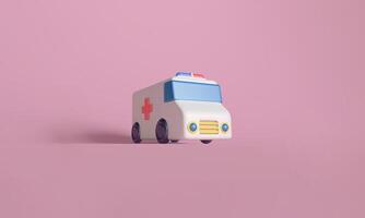 3D Ambulance on Pink Background photo