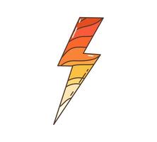 Cartoon retro groovy hippie lightning, flash bolt vector