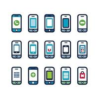 Mobile, laptop and social icons set vector