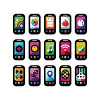 Mobile, laptop and social icons set vector