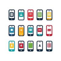 Mobile laptop and social icons set vector