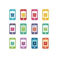 Mobile laptop and social icons set vector