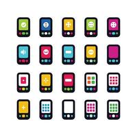 Mobile, laptop and social icons set vector