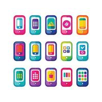 Mobile, laptop and social icons set vector