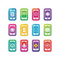 Mobile, laptop and social icons set vector