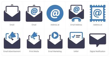 A set of 10 web marketing icons as email, address at, email address vector