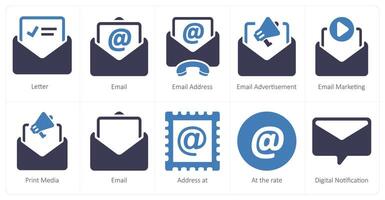 A set of 10 web marketing icons as letter, email, email address vector