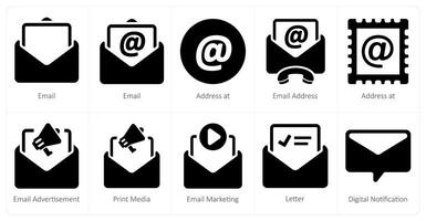 A set of 10 web marketing icons as email, address at, email address vector