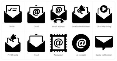 A set of 10 web marketing icons as letter, email, email address vector