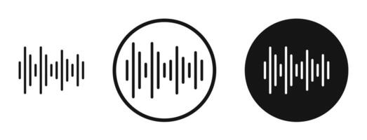 Waveform icon set in black and white outlines vector