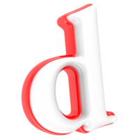 Red Alphabet with White 3D Rendering Letter d png