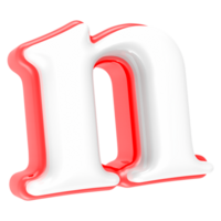 Red Alphabet with White 3D Rendering Letter n png