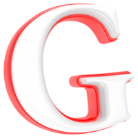 Red Alphabet with White 3D Letter G png