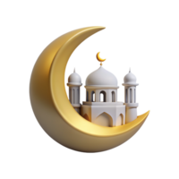 islamic mosque and crescent on transparent background png