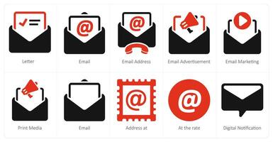 A set of 10 web marketing icons as letter, email, email address vector