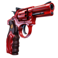 Red Revolver on Transparent Background. png