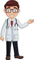 Illustration of cartoon doctor presenting vector