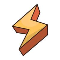 lightning retro icon isolated illustration vector