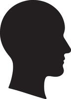 Human head profile black shadow silhouette illustration isolated on white background. Head icon. vector