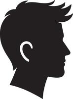 Human head profile black shadow silhouette illustration isolated on white background. Head icon. vector