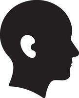 Human head profile black shadow silhouette illustration isolated on white background. Head icon. vector