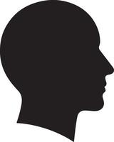 Human head profile black shadow silhouette illustration isolated on white background. Head icon. vector