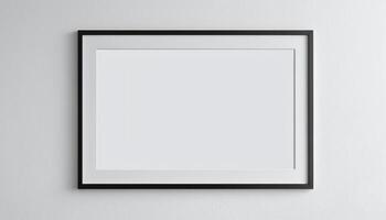 Blank picture frame on white wall mockup template photo