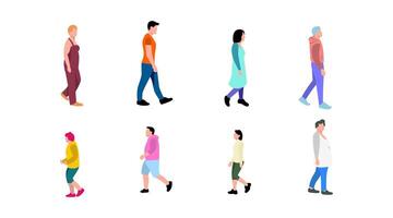 flat illustration of person walking pose vector