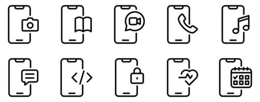 Smartphone Technology Icon Set Modern Line Style Collection for Mobile Innovations vector