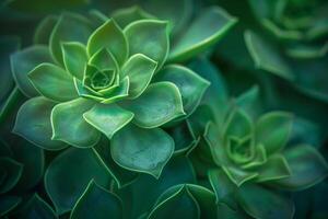 green succulent plants in a garden background photo