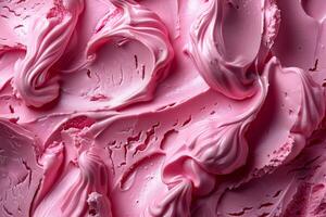 Close-up of creamy pink ice cream with swirls and texture, perfect for dessert-themed designs photo