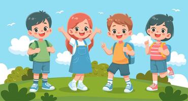 Kids cheerfully cartoon illustration vector