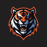 a tiger head logo on a black background vector