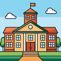 Artwork of school on field vector