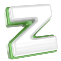 z Letter Green With White 3D Render png