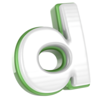 d Letter Green With White 3D Render png