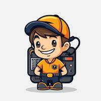 Cartoon Construction Worker Character Mascot Design element Illustration vector