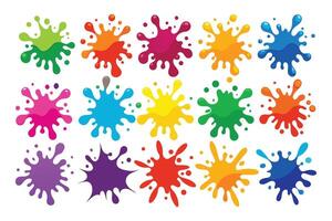 Vivid Paint Splashes on White vector