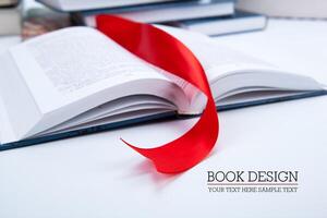 open book with red bookmark photo