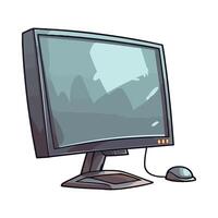 Computer monitor with mouse and keyboard illustration vector