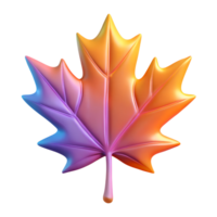 Gradient maple leaf 3d rendered icon isolated on the transparent background png