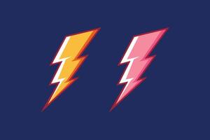 Yellow and pink thunder lighting storm bolt set vector