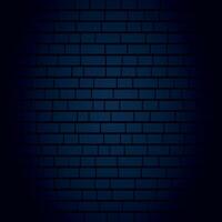 Dark brick wall background with subtle spotlight effect and deep blue gradient for modern design and texture. Minimal brick wall design element for a banner, wallpapper, background vector