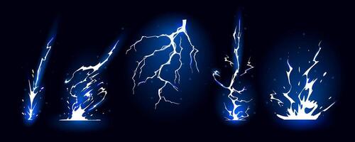 Lightning strike bolt silhouettes sequence illustration. vector